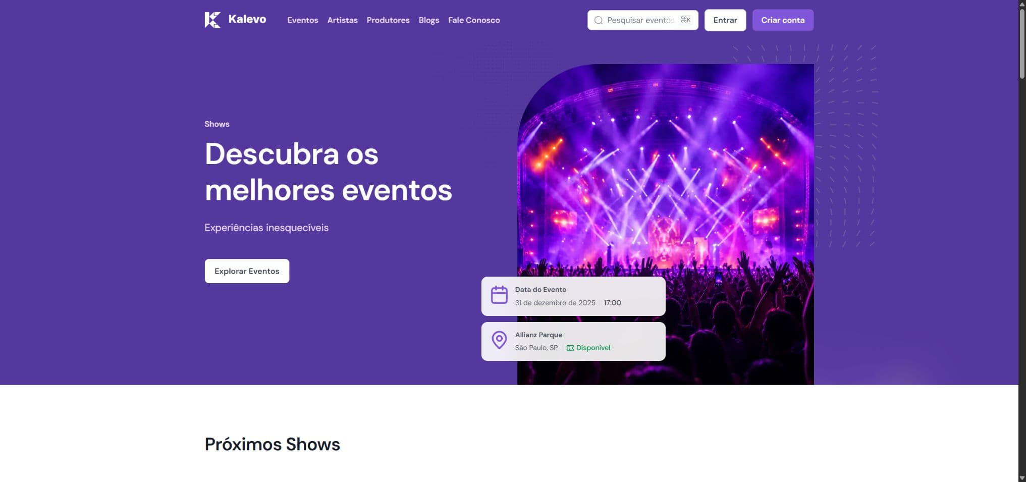 Captura real do site